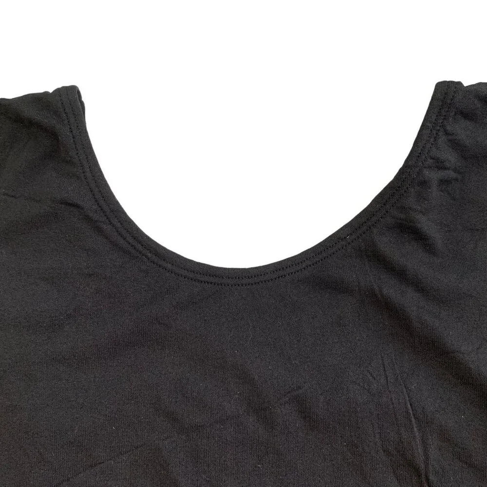 Childs Black Leotard Long Sleeve Scoop Neck Bodysuit Dance Performance L 12-14
